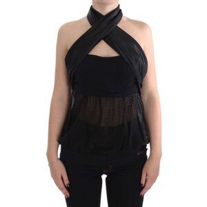 Exte Black Neck Wrap Top Women's Blouse